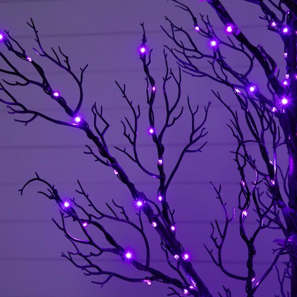 5-ft Pre-Lit Halloween Minimalist Twig Artificial Fall Tree with 240 Orange Purple LED Lights - SKU #T5161 - 3