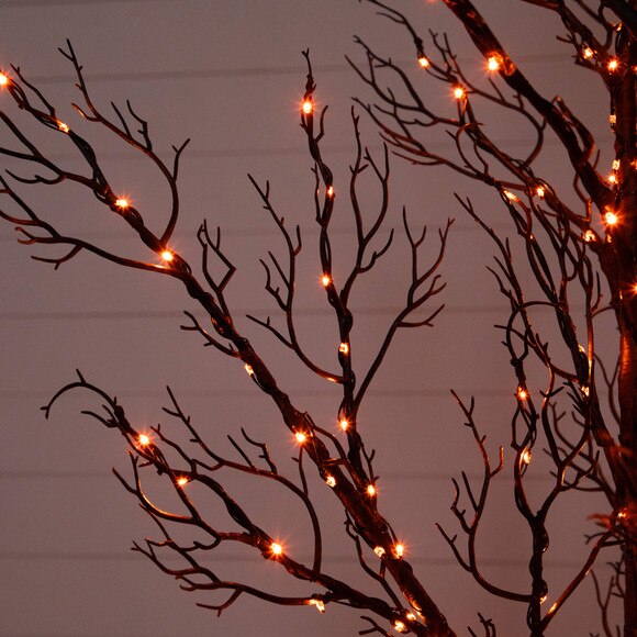 5-ft Pre-Lit Halloween Minimalist Twig Artificial Fall Tree with 240 Orange Purple LED Lights - SKU #T5161 - 4