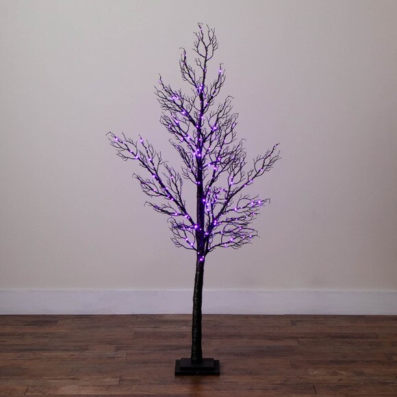 5-ft Pre-Lit Halloween Minimalist Twig Artificial Fall Tree with 240 Orange Purple LED Lights - SKU #T5161 - 10
