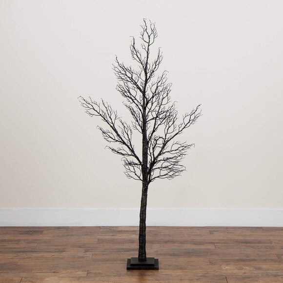5-ft Pre-Lit Halloween Minimalist Twig Artificial Fall Tree with 240 Orange Purple LED Lights - SKU #T5161 - 11