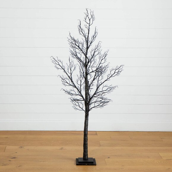 5-ft Pre-Lit Halloween Minimalist Twig Artificial Fall Tree with 240 Orange Purple LED Lights - SKU #T5161 - 12