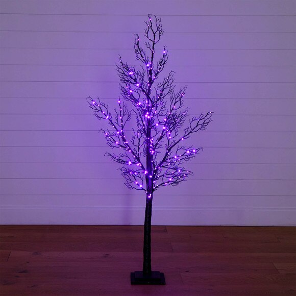 5-ft Pre-Lit Halloween Minimalist Twig Artificial Fall Tree with 240 Orange Purple LED Lights - SKU #T5161 - 13