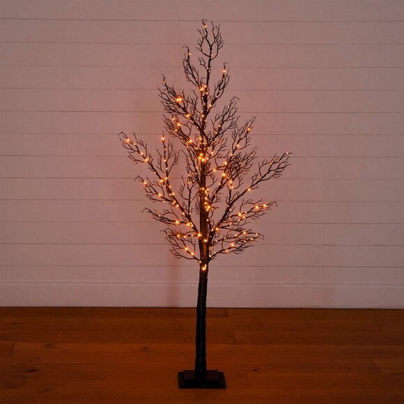 5-ft Pre-Lit Halloween Minimalist Twig Artificial Fall Tree with 240 Orange Purple LED Lights - SKU #T5161 - 14