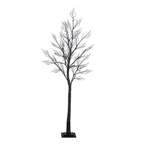 7-ft Pre-Lit Halloween Minimalist Twig Artificial Fall Tree with 400 Orange Purple LED Lights - SKU #T5162