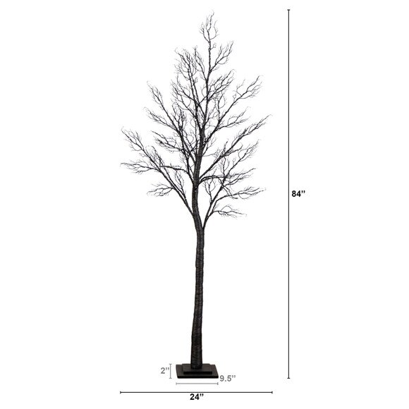 7-ft Pre-Lit Halloween Minimalist Twig Artificial Fall Tree with 400 Orange Purple LED Lights - SKU #T5162 - 1