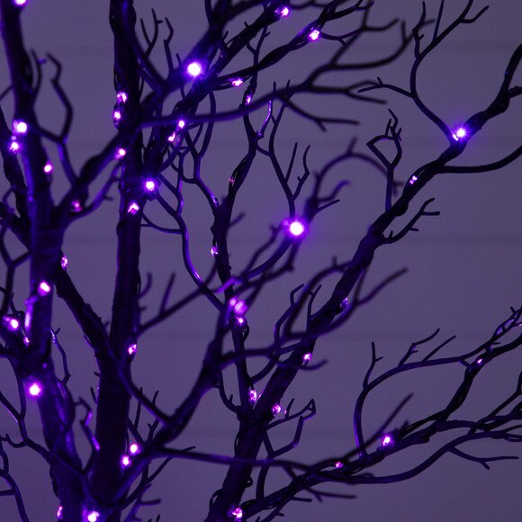 7-ft Pre-Lit Halloween Minimalist Twig Artificial Fall Tree with 400 Orange Purple LED Lights - SKU #T5162 - 3