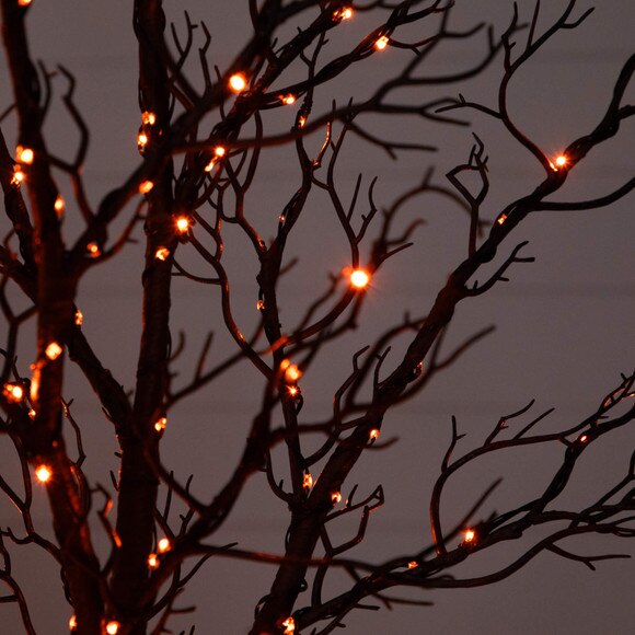7-ft Pre-Lit Halloween Minimalist Twig Artificial Fall Tree with 400 Orange Purple LED Lights - SKU #T5162 - 6