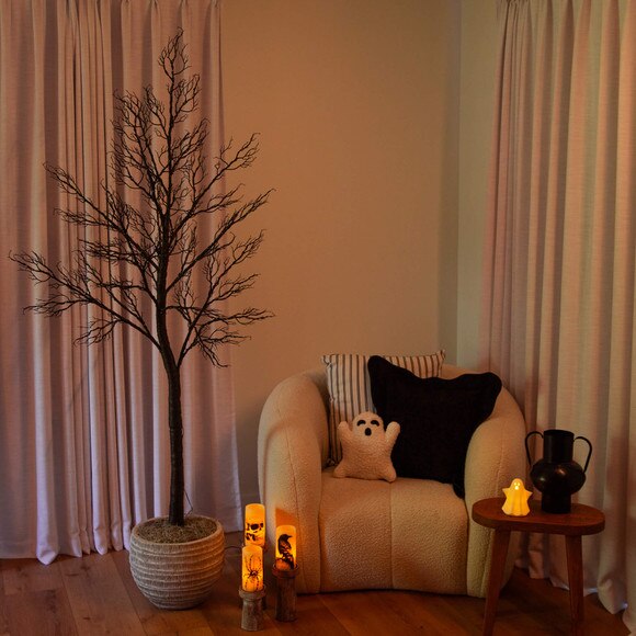 7-ft Pre-Lit Halloween Minimalist Twig Artificial Fall Tree with 400 Orange Purple LED Lights - SKU #T5162 - 10