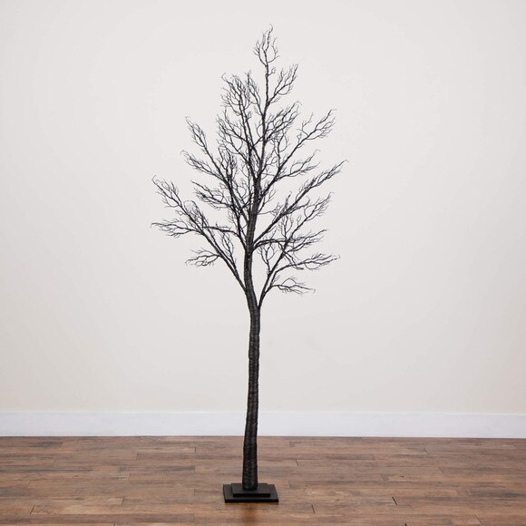7-ft Pre-Lit Halloween Minimalist Twig Artificial Fall Tree with 400 Orange Purple LED Lights - SKU #T5162 - 11