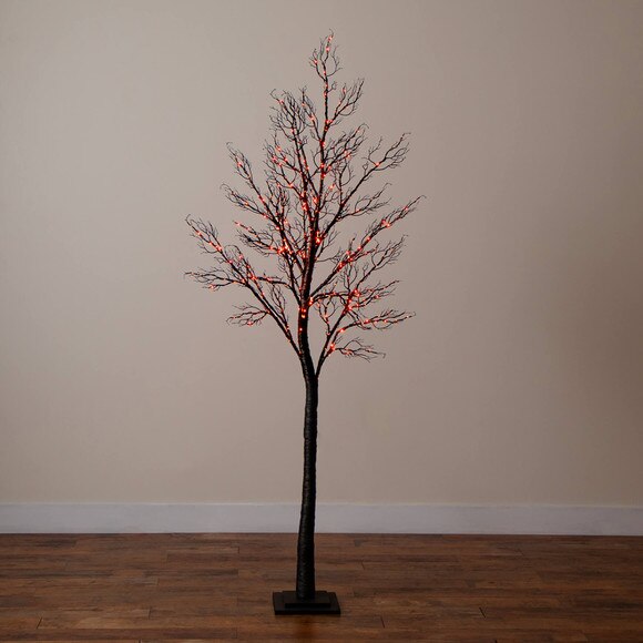 7-ft Pre-Lit Halloween Minimalist Twig Artificial Fall Tree with 400 Orange Purple LED Lights - SKU #T5162 - 12