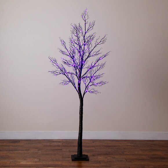 7-ft Pre-Lit Halloween Minimalist Twig Artificial Fall Tree with 400 Orange Purple LED Lights - SKU #T5162 - 13