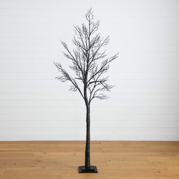 7-ft Pre-Lit Halloween Minimalist Twig Artificial Fall Tree with 400 Orange Purple LED Lights - SKU #T5162 - 14