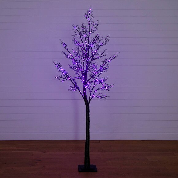 7-ft Pre-Lit Halloween Minimalist Twig Artificial Fall Tree with 400 Orange Purple LED Lights - SKU #T5162 - 15
