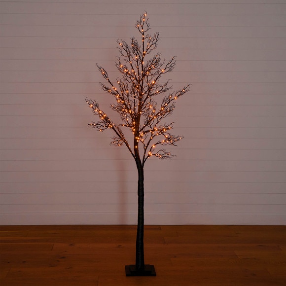 7-ft Pre-Lit Halloween Minimalist Twig Artificial Fall Tree with 400 Orange Purple LED Lights - SKU #T5162 - 16