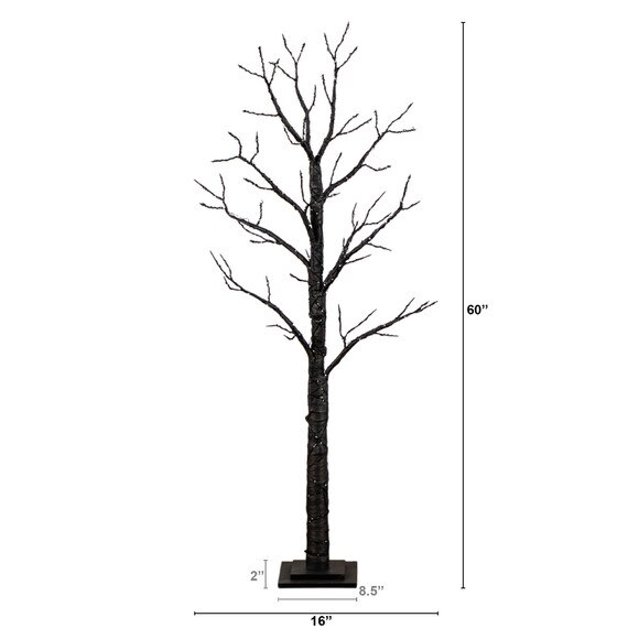 5-ft Pre-Lit Artificial Halloween Twig Tree with 360 Orange Purple LED Lights - SKU #T5163 - 1