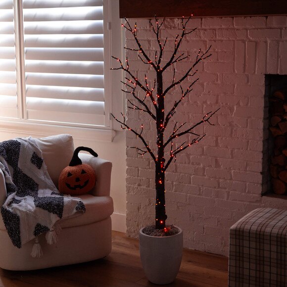 5-ft Pre-Lit Artificial Halloween Twig Tree with 360 Orange Purple LED Lights - SKU #T5163 - 8