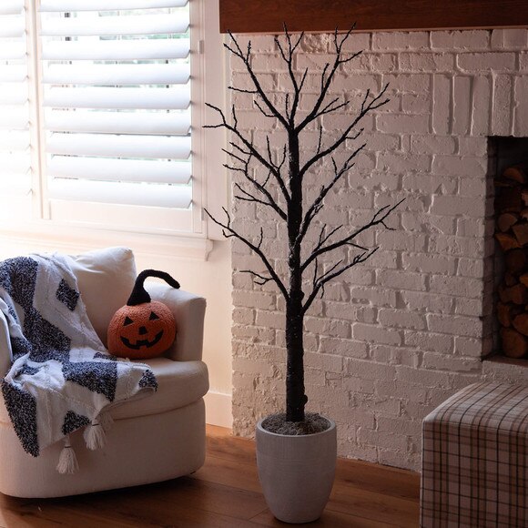 5-ft Pre-Lit Artificial Halloween Twig Tree with 360 Orange Purple LED Lights - SKU #T5163 - 9