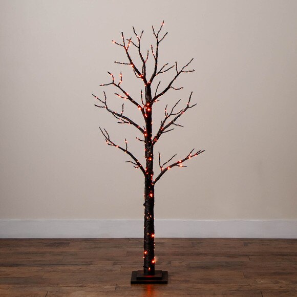 5-ft Pre-Lit Artificial Halloween Twig Tree with 360 Orange Purple LED Lights - SKU #T5163 - 11