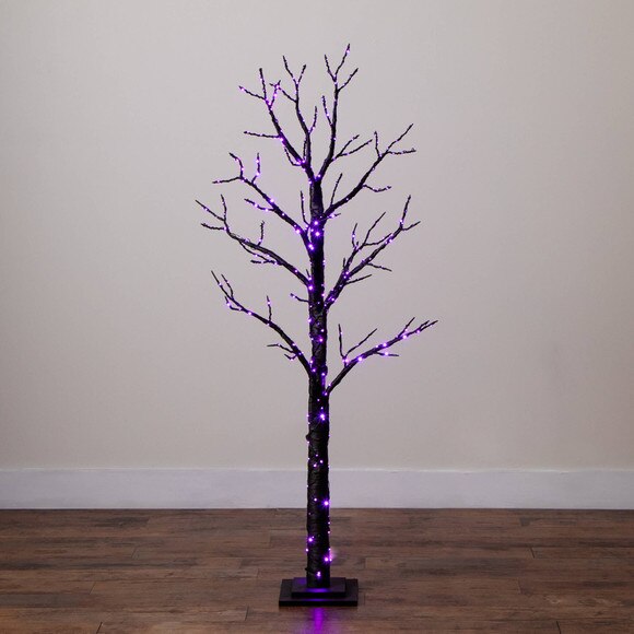 5-ft Pre-Lit Artificial Halloween Twig Tree with 360 Orange Purple LED Lights - SKU #T5163 - 12