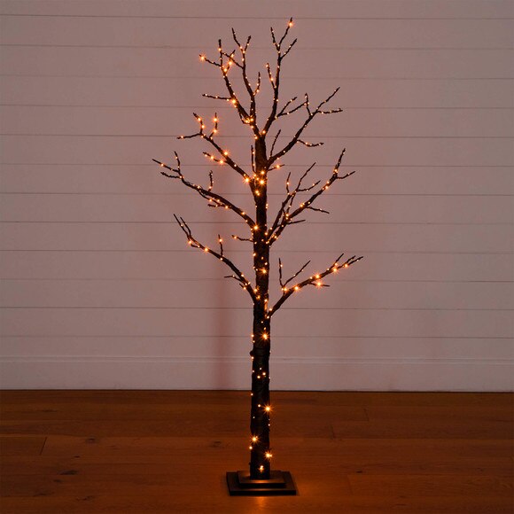 5-ft Pre-Lit Artificial Halloween Twig Tree with 360 Orange Purple LED Lights - SKU #T5163 - 14