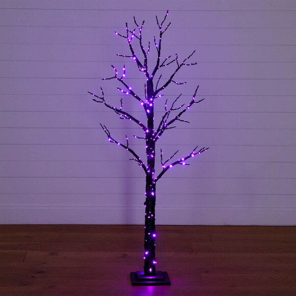 5-ft Pre-Lit Artificial Halloween Twig Tree with 360 Orange Purple LED Lights - SKU #T5163 - 15