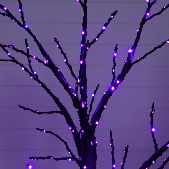 6-ft Pre-Lit Artificial Halloween Twig Tree with 480 Orange Purple LED Lights - SKU #T5164 - 4