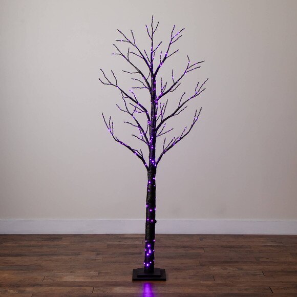 6-ft Pre-Lit Artificial Halloween Twig Tree with 480 Orange Purple LED Lights - SKU #T5164 - 11