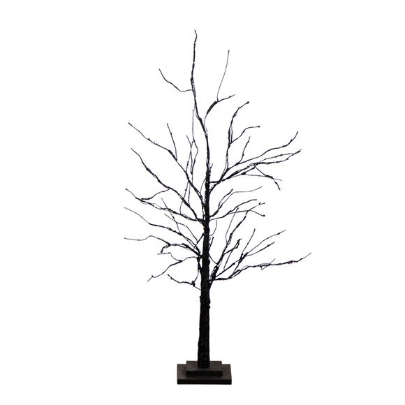 3-ft Pre-Lit Halloween Black Twig Artificial Tree with 80 Orange Purple LED Lights - SKU #T5165