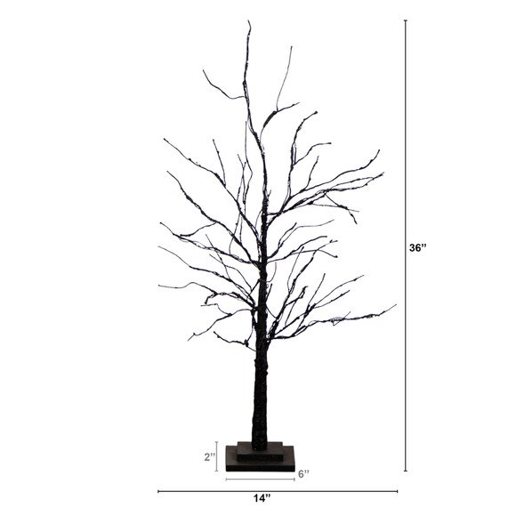 3-ft Pre-Lit Halloween Black Twig Artificial Tree with 80 Orange Purple LED Lights - SKU #T5165 - 1