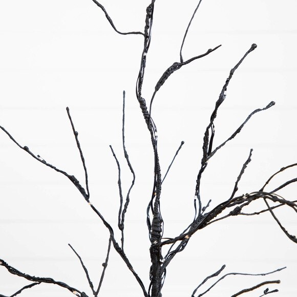 3-ft Pre-Lit Halloween Black Twig Artificial Tree with 80 Orange Purple LED Lights - SKU #T5165 - 2