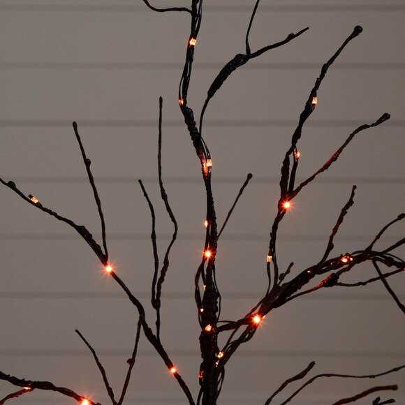 3-ft Pre-Lit Halloween Black Twig Artificial Tree with 80 Orange Purple LED Lights - SKU #T5165 - 3