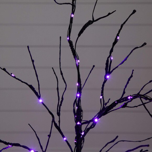 3-ft Pre-Lit Halloween Black Twig Artificial Tree with 80 Orange Purple LED Lights - SKU #T5165 - 4