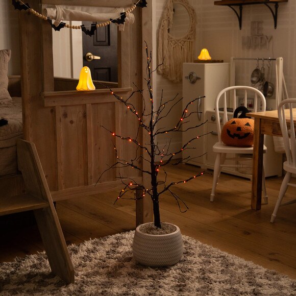 3-ft Pre-Lit Halloween Black Twig Artificial Tree with 80 Orange Purple LED Lights - SKU #T5165 - 7
