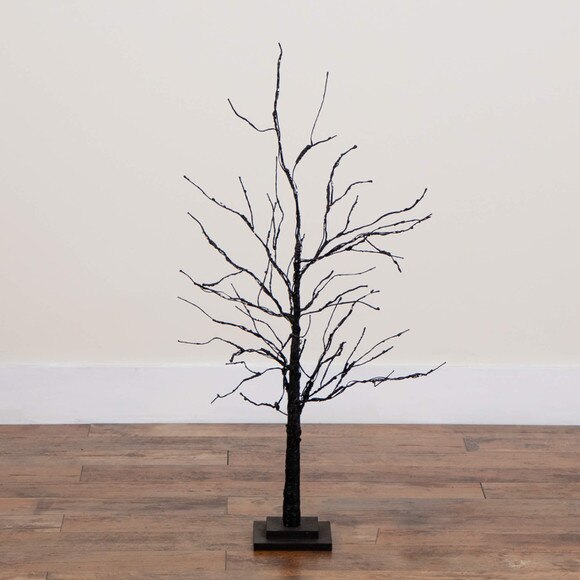 3-ft Pre-Lit Halloween Black Twig Artificial Tree with 80 Orange Purple LED Lights - SKU #T5165 - 9