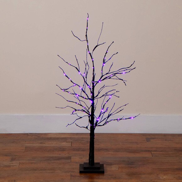 3-ft Pre-Lit Halloween Black Twig Artificial Tree with 80 Orange Purple LED Lights - SKU #T5165 - 11