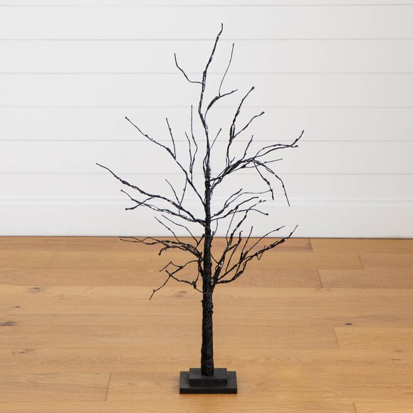 3-ft Pre-Lit Halloween Black Twig Artificial Tree with 80 Orange Purple LED Lights - SKU #T5165 - 12