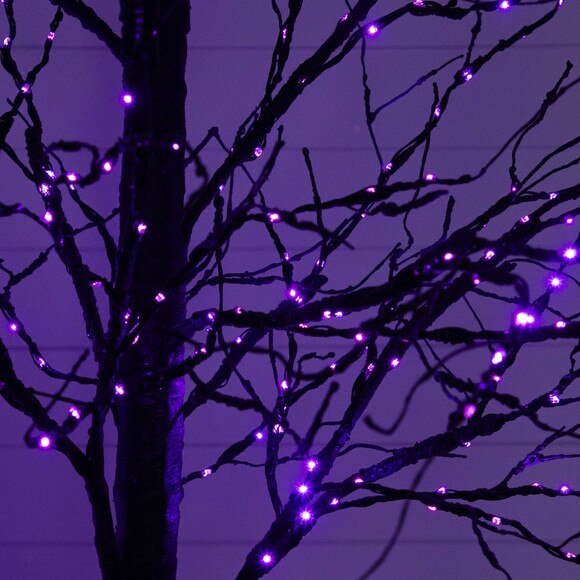 8-ft Pre-Lit Halloween Black Twig Artificial Tree with 510 Orange Purple LED Lights - SKU #T5169 - 3