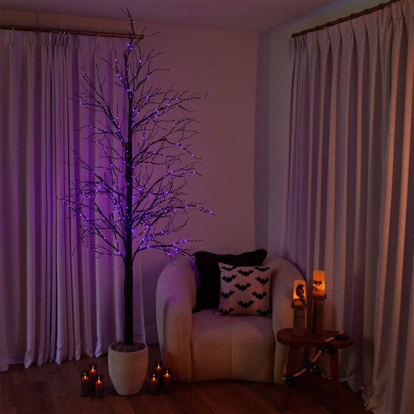 8-ft Pre-Lit Halloween Black Twig Artificial Tree with 510 Orange Purple LED Lights - SKU #T5169 - 10