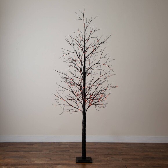 8-ft Pre-Lit Halloween Black Twig Artificial Tree with 510 Orange Purple LED Lights - SKU #T5169 - 12