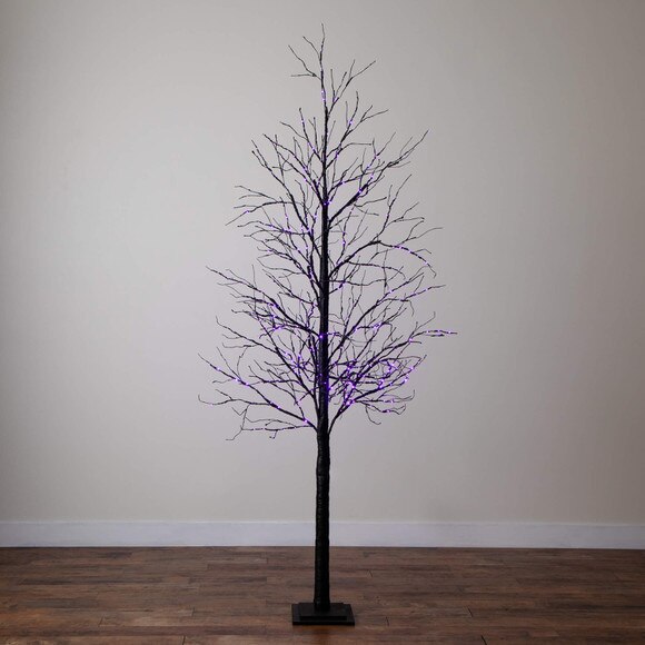 8-ft Pre-Lit Halloween Black Twig Artificial Tree with 510 Orange Purple LED Lights - SKU #T5169 - 13
