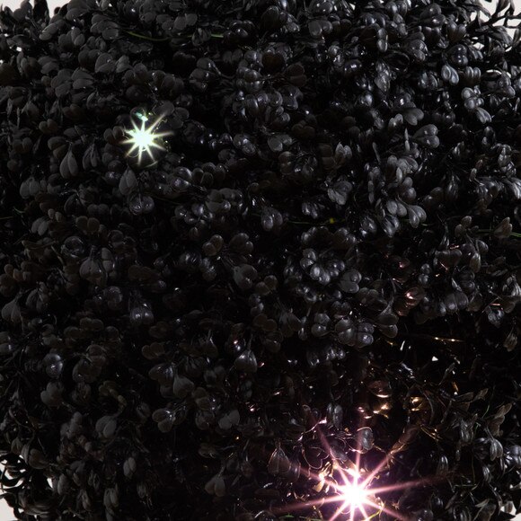 3-ft Pre-Lit UV Resistant Halloween Black Artificial Triple Ball Boxwood Topiary with LED Lights Indoor/Outdoor - SKU #T5173 - 3