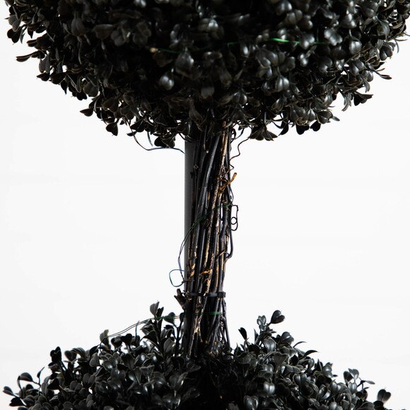 5-ft Pre-Lit UV Resistant Halloween Black Artificial Triple Ball Boxwood Topiary with LED Lights Indoor/Outdoor - SKU #T5175 - 4