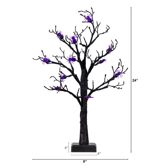 2-ft Pre-Lit Artificial Halloween Spider Twig Tree with 24 Purple LED Lights - SKU #T5195 - 1