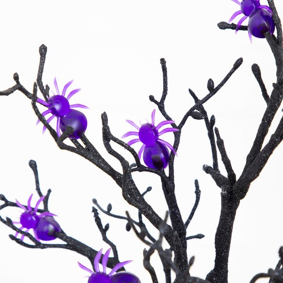 2-ft Pre-Lit Artificial Halloween Spider Twig Tree with 24 Purple LED Lights - SKU #T5195 - 2