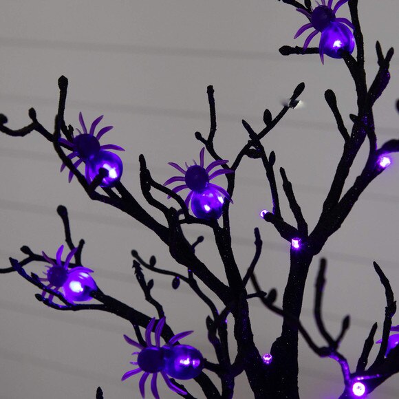 2-ft Pre-Lit Artificial Halloween Spider Twig Tree with 24 Purple LED Lights - SKU #T5195 - 3