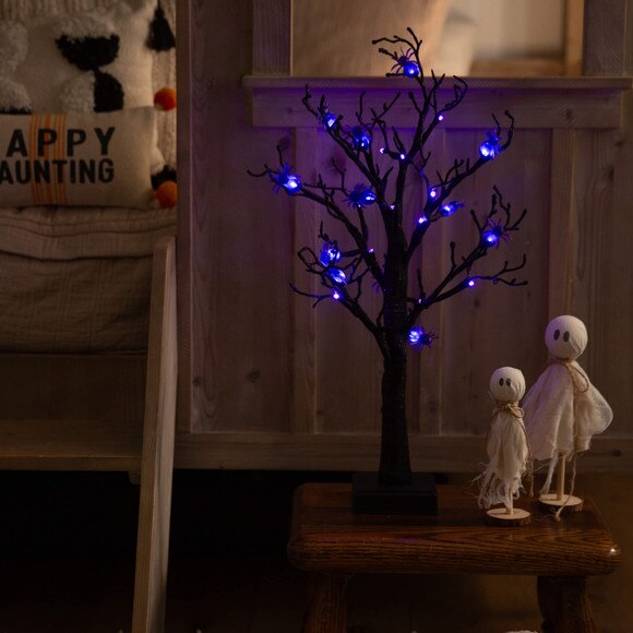 2-ft Pre-Lit Artificial Halloween Spider Twig Tree with 24 Purple LED Lights - SKU #T5195 - 8