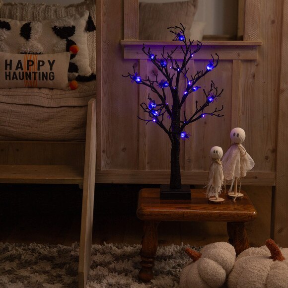 2-ft Pre-Lit Artificial Halloween Spider Twig Tree with 24 Purple LED Lights - SKU #T5195 - 9