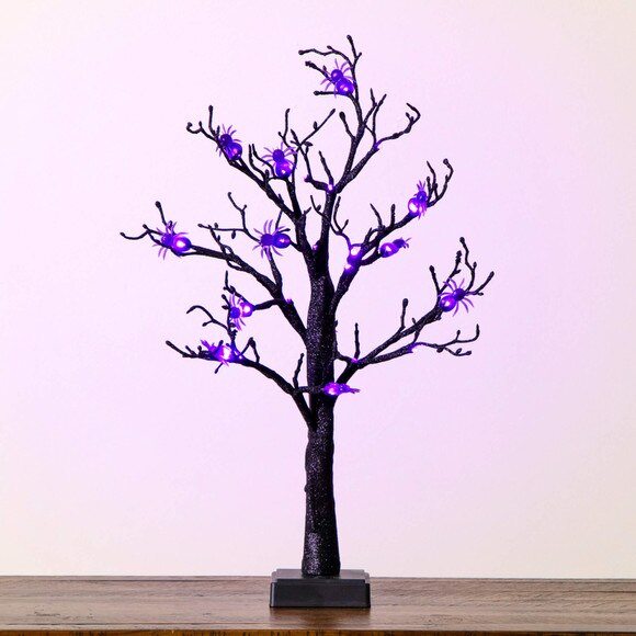 2-ft Pre-Lit Artificial Halloween Spider Twig Tree with 24 Purple LED Lights - SKU #T5195 - 12