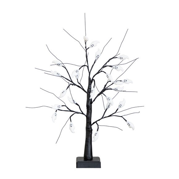 2-ft Pre-Lit Artificial Halloween Ghost Twig Tree with 24 Purple LED Lights - SKU #T5198