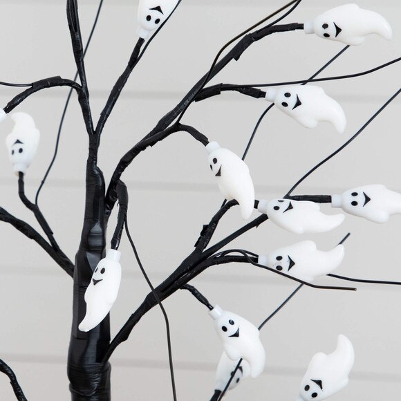 2-ft Pre-Lit Artificial Halloween Ghost Twig Tree with 24 Purple LED Lights - SKU #T5198 - 2